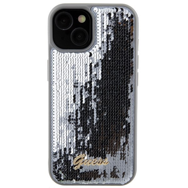 Guess GUHCP15SPSFDGSS iPhone 15 6.1" srebrny/silver hardcase Sequin Script